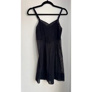 MALIA MILLS Slip Black Mesh Sheer Dress Size 4 NWT